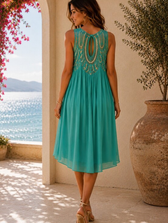 Temperley London Dresses & Skirts - New No Tag.Temperley London Silk Teal Dress with Embellished Trim.pit To Pit 16"